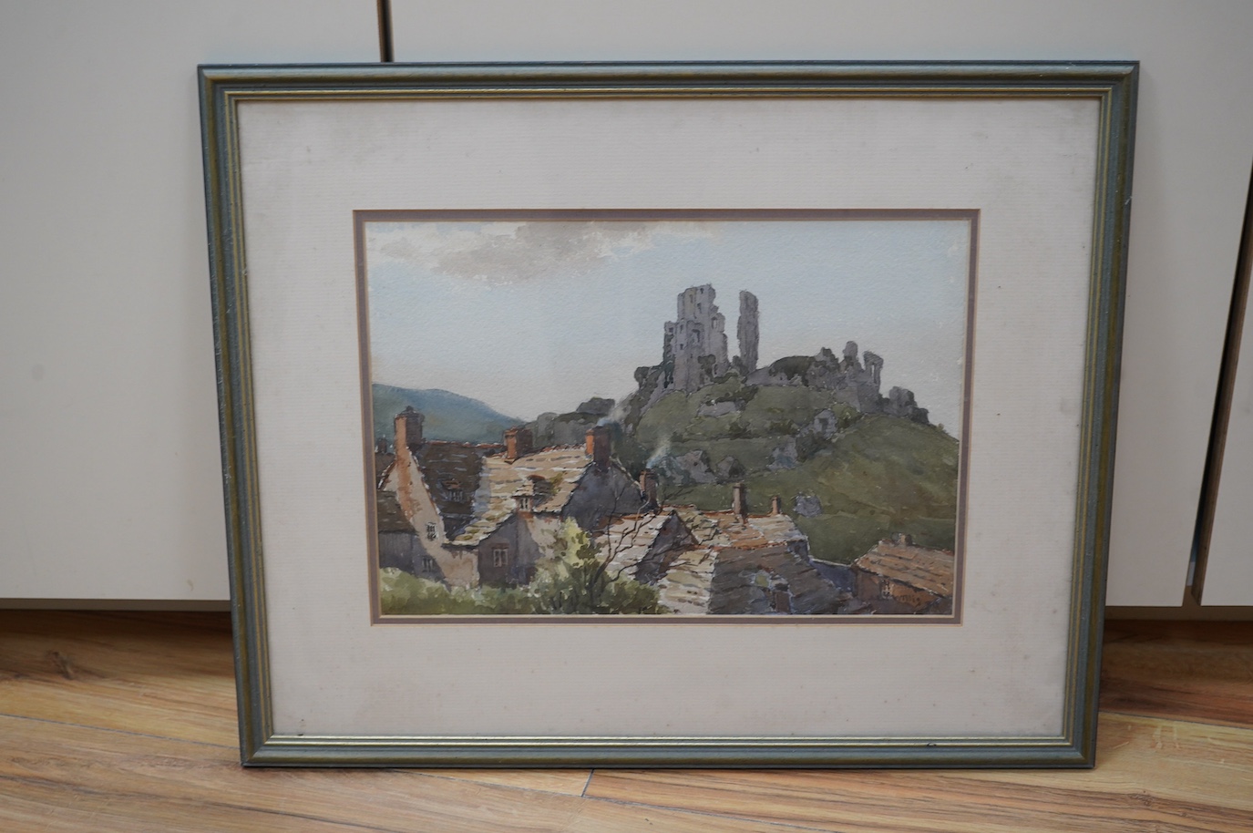 20th century English School, watercolour, ‘Corfe Castle’, indistinctly signed and dated '36, 23 x 34cm. Condition - fair